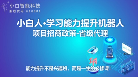 小白人学能提升机器人项目招商政策-省级代理-20230803电子书